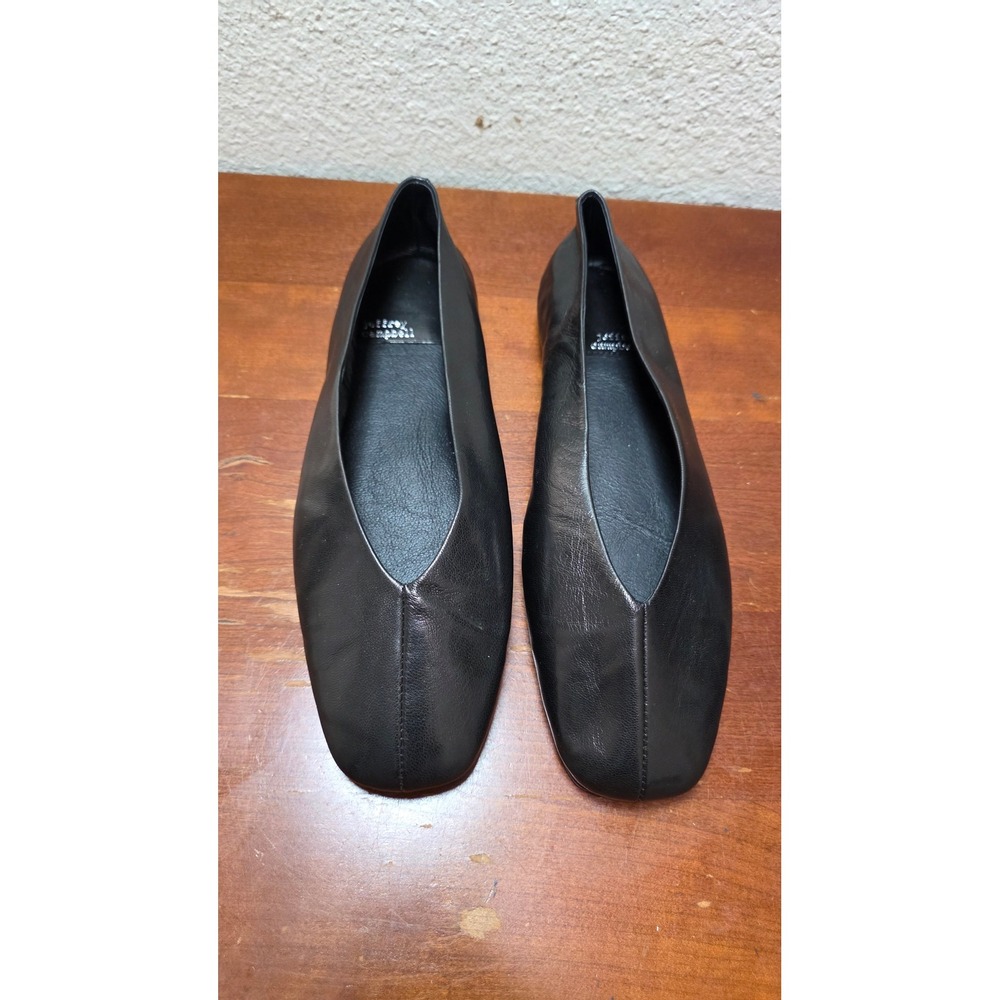 Jeffrey Campbell V-Cut Ballet Flats Womens 9.5 Black Leather Square Toe Minimali